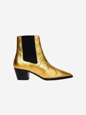 Freitag um 15 Uhr rockt! Vegane Piñatex Stiefeletten | Metallisches Gold