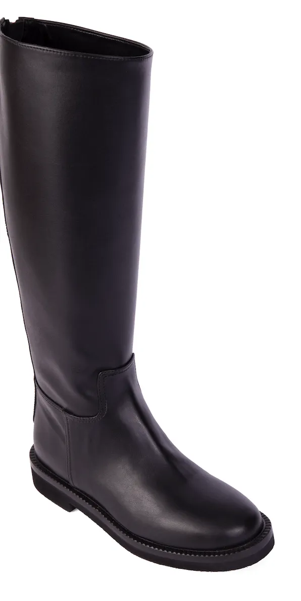 Ada Vegan-Leder-Kniestiefel | Schwarz