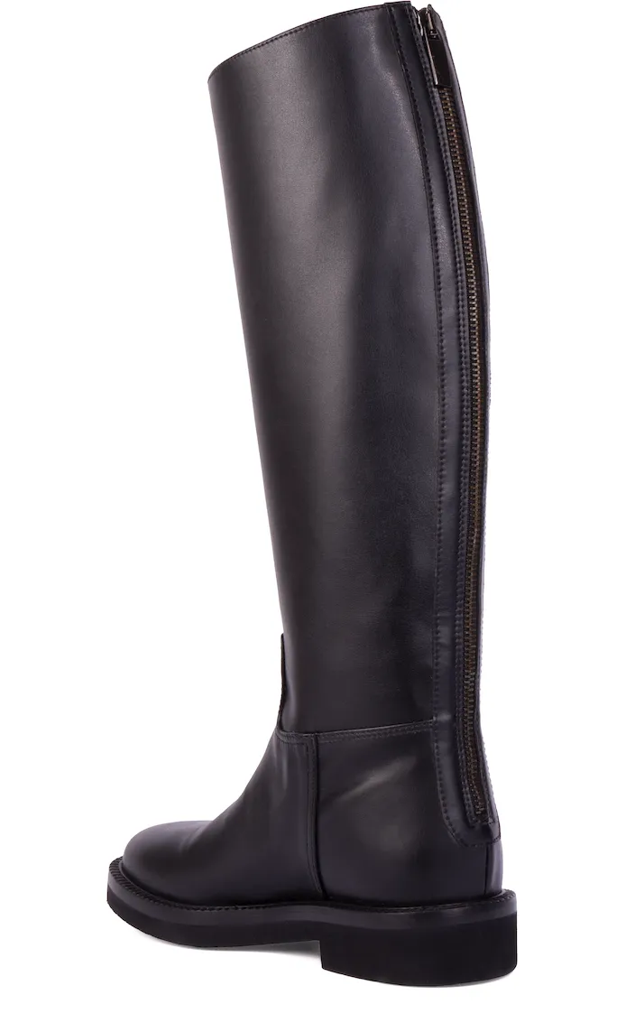 Ada Vegan-Leder-Kniestiefel | Schwarz