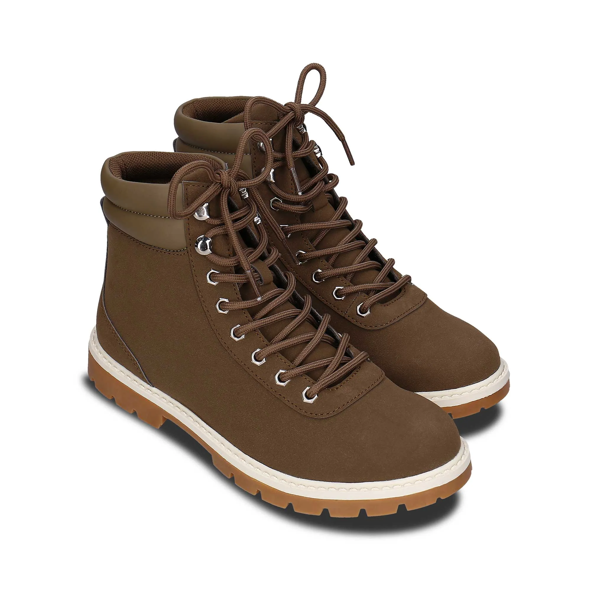 Adar Unisex Vegane Wildleder Schnürstiefeletten für den Winter | Grün