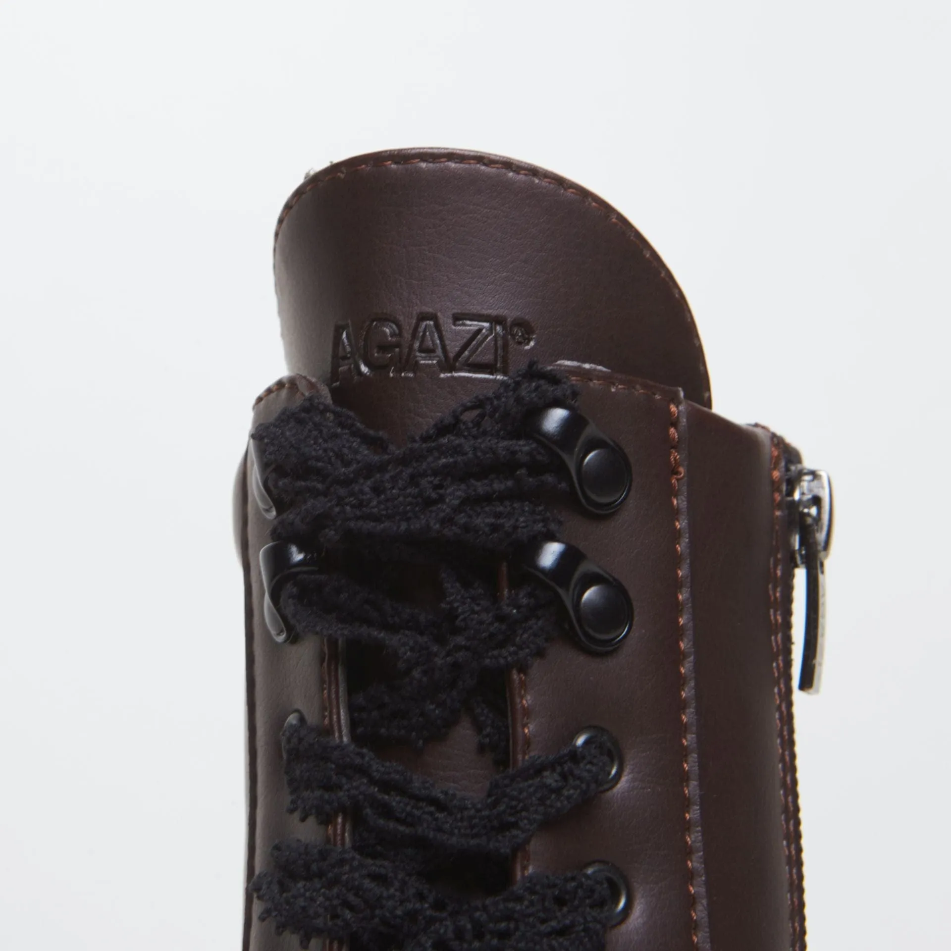Aga Vegan-Leder-Schnürstiefel | Schokolade