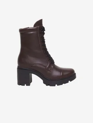 Aga Vegan-Leder-Schnürstiefel | Schokolade