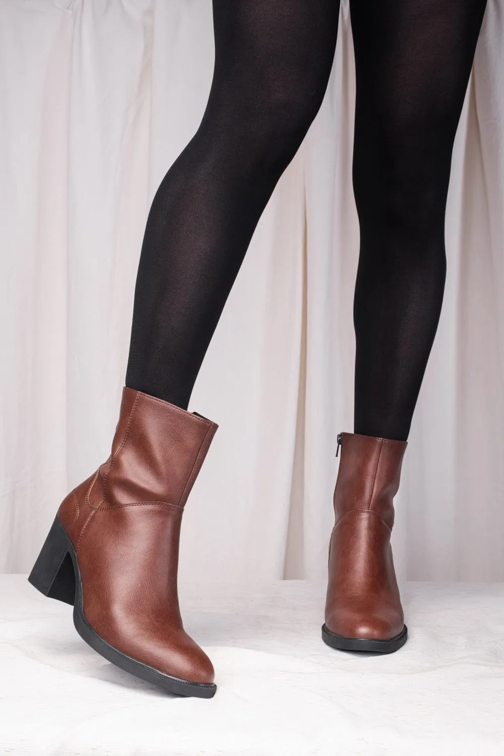 Alicia Damen-Vegan-Lederstiefel | Braun