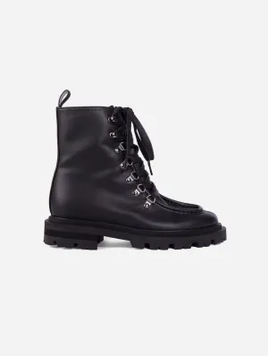 Amalia Vegan Nappa-Leder Kampfstiefel | Schwarz