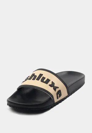 Ashluxe Gestickte Leder-Slides - Aprikose