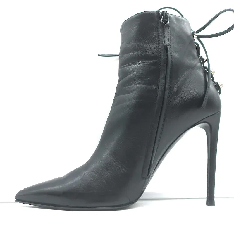 Balenciaga Riesen-Stift Schnürstiefel mit hohem Schaft aus schwarzem Leder Größe 40