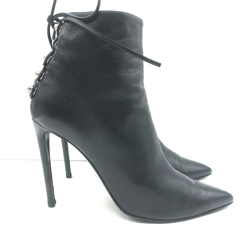 Balenciaga Riesen-Stift Schnürstiefel mit hohem Schaft aus schwarzem Leder Größe 40