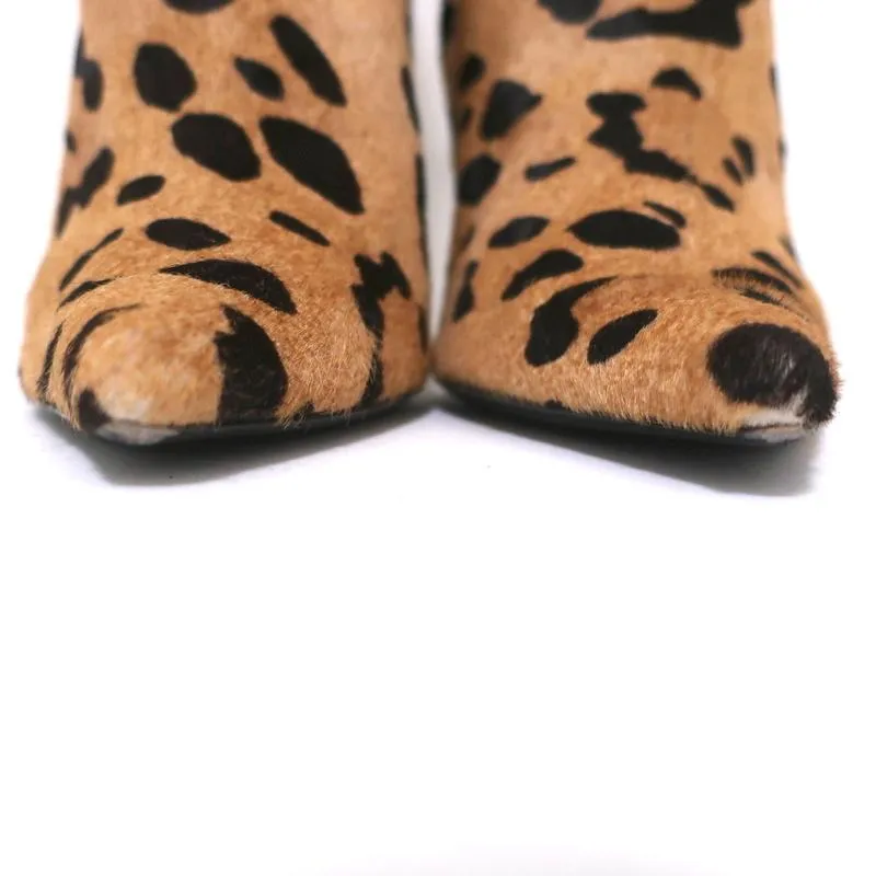 Barbara Bui Stiefeletten Leopardenprint Ponyhaar Größe 37 Spitze Absatz High Heel