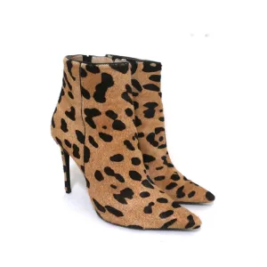 Barbara Bui Stiefeletten Leopardenprint Ponyhaar Größe 37 Spitze Absatz High Heel
