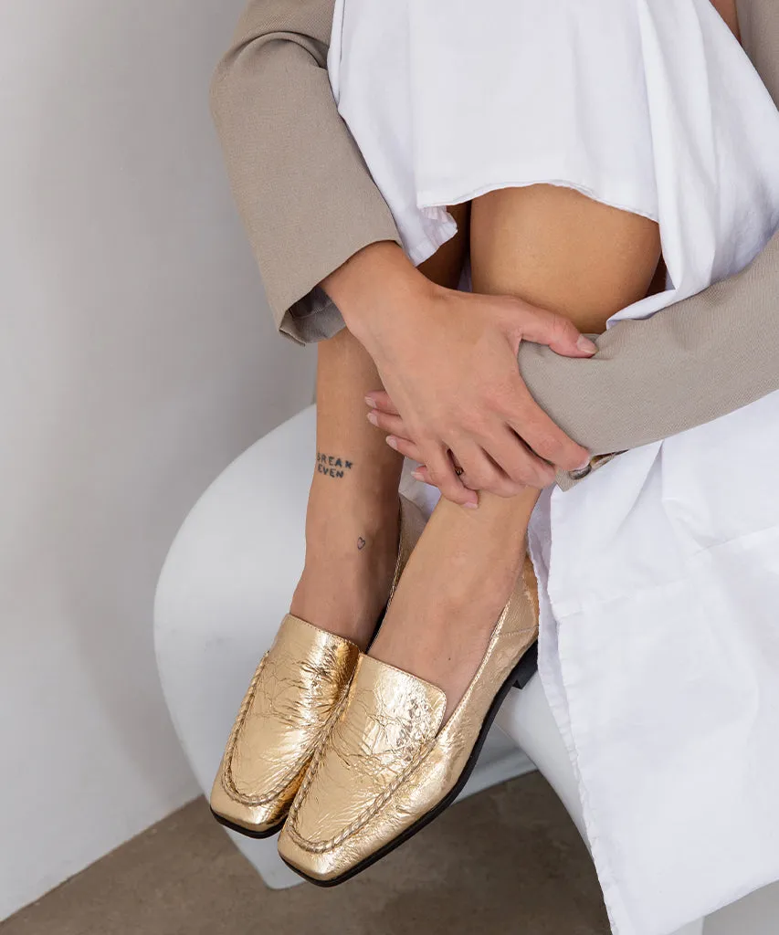BENY FLATS GOLD ANTIKE LEDEROPTIK