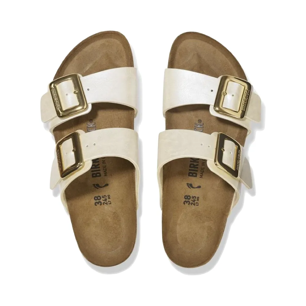 Birkenstock Damen Sydney Luxe Schnalle Birko-Flor Sandale in Anmutigem Perlenweiß