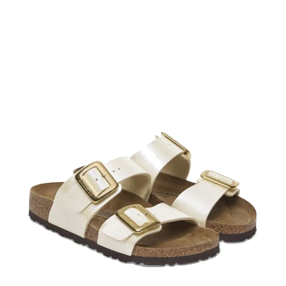 Birkenstock Damen Sydney Luxe Schnalle Birko-Flor Sandale in Anmutigem Perlenweiß