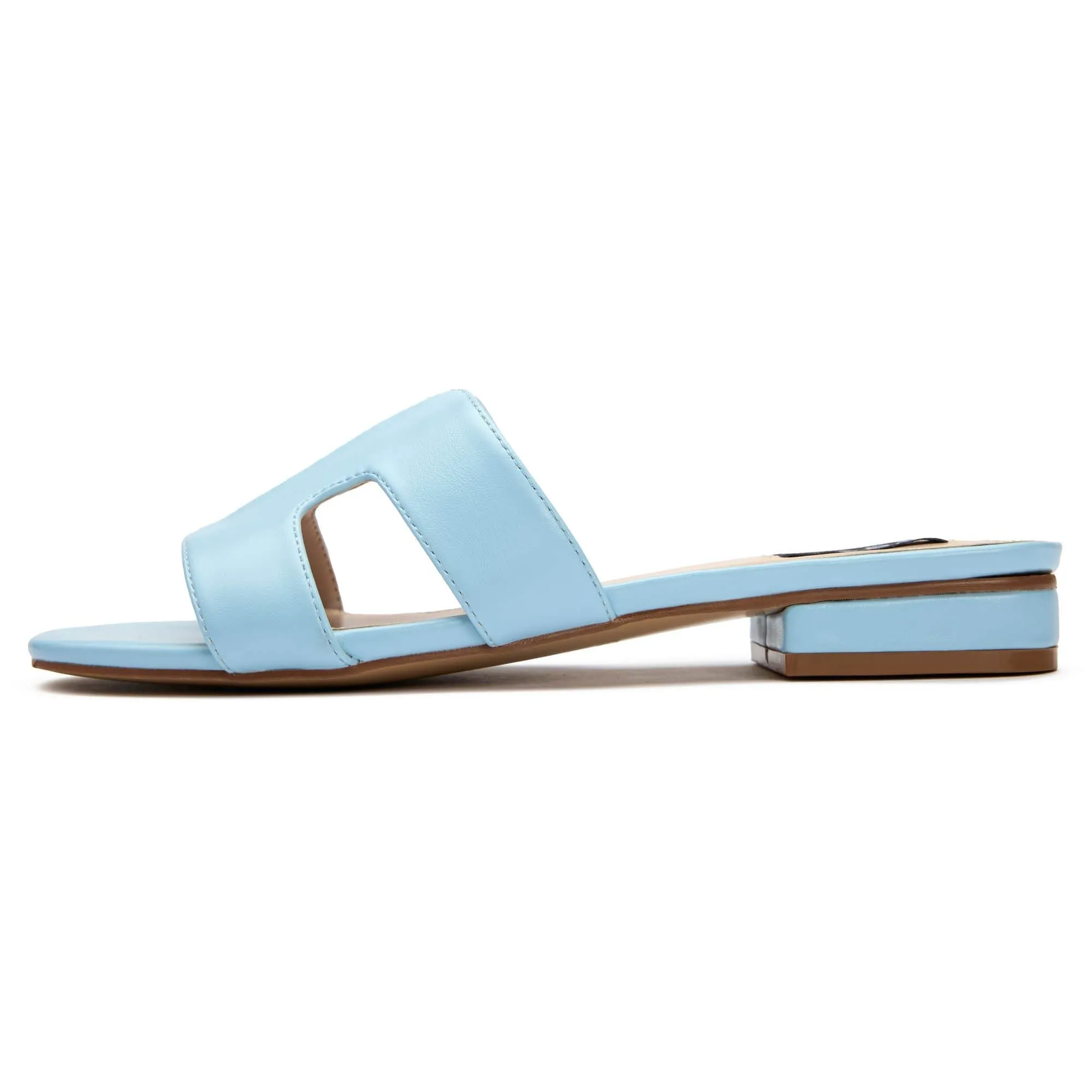 Bok Damen Vegan-Leder Slider Sandalen | Hellblau
