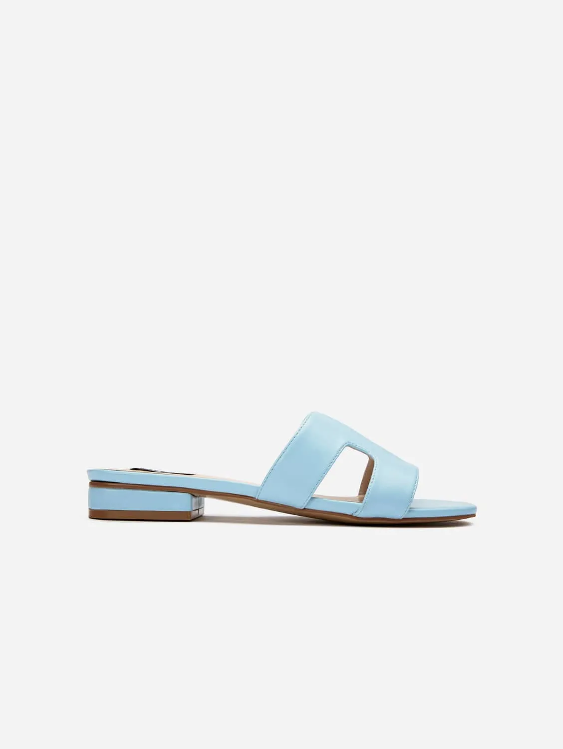 Bok Damen Vegan-Leder Slider Sandalen | Hellblau