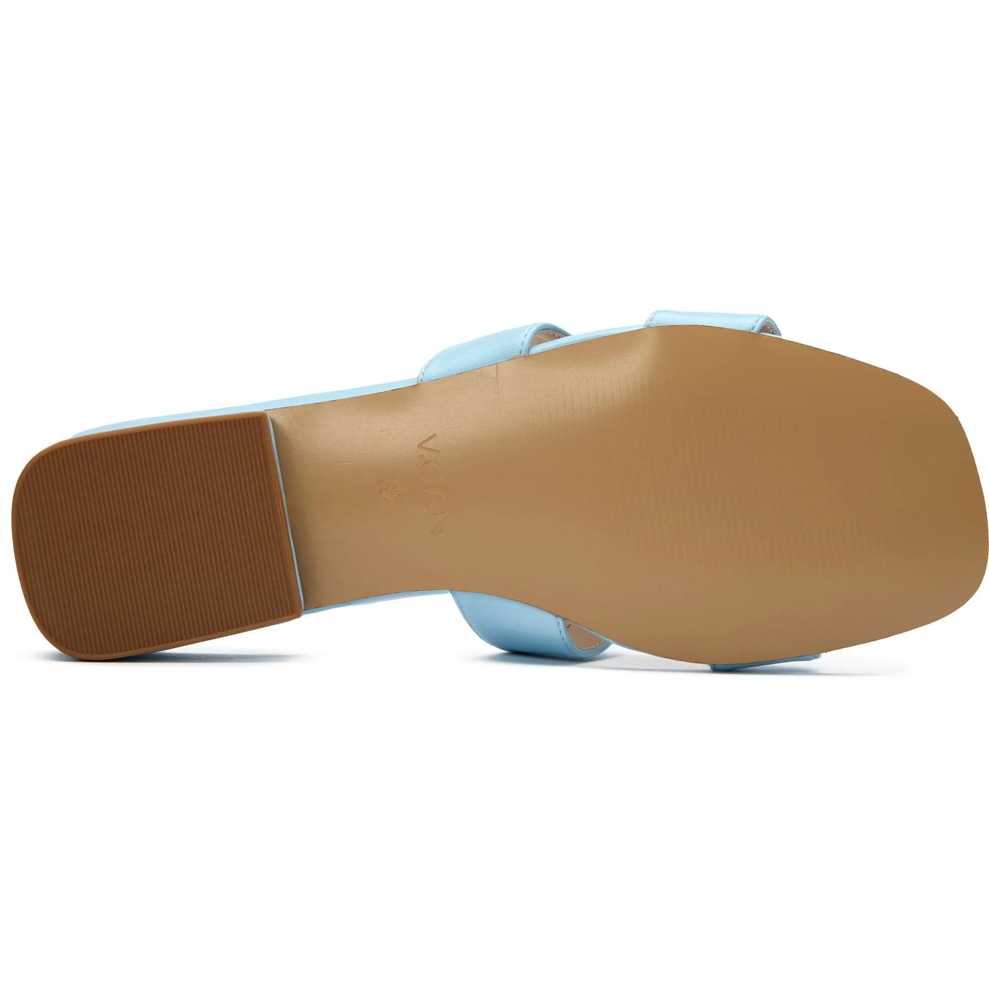 Bok Damen Vegan-Leder Slider Sandalen | Hellblau