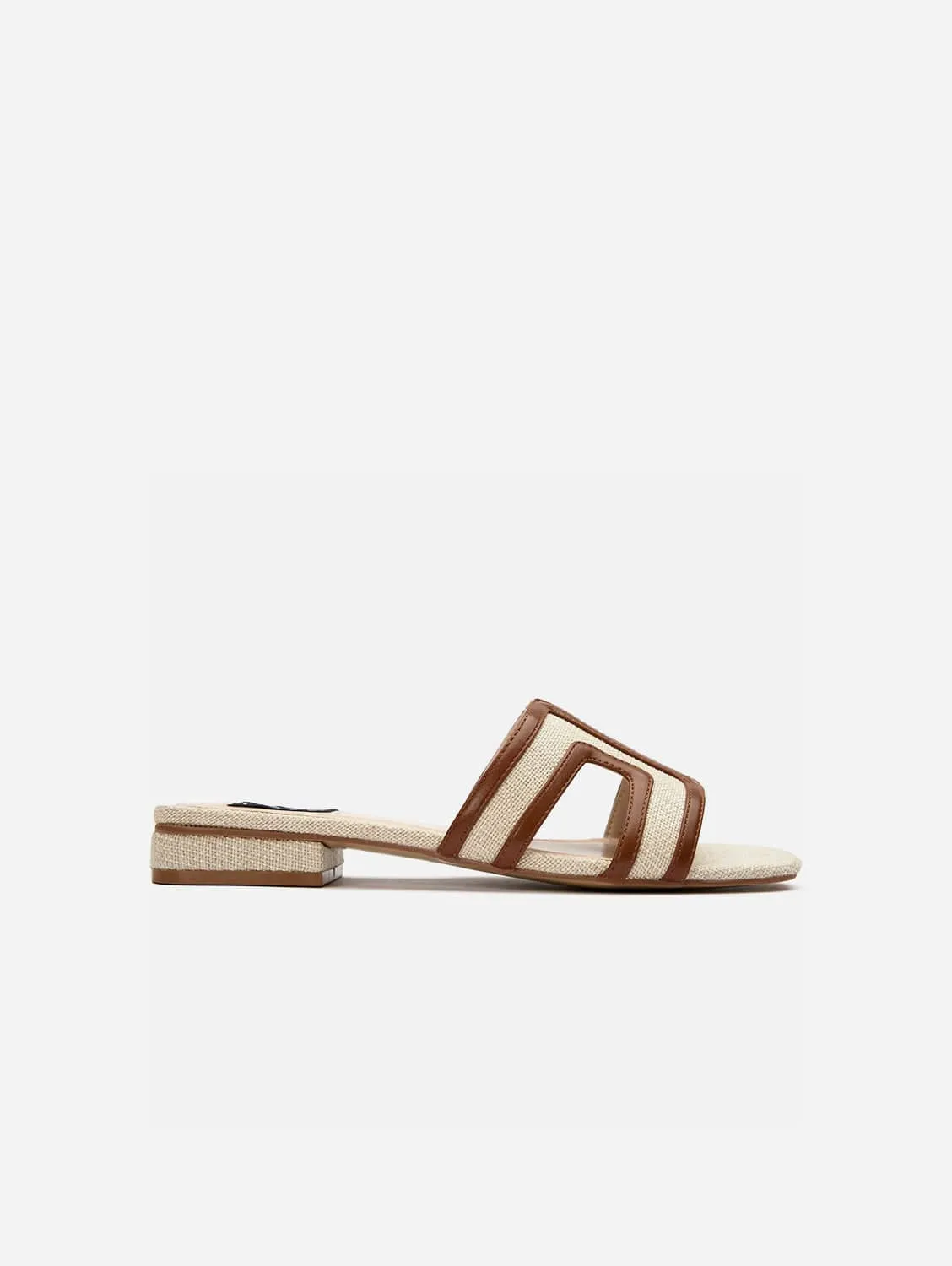 Bok Damen Vegan Leder Slider Sandalen | Natur & Hellbraun