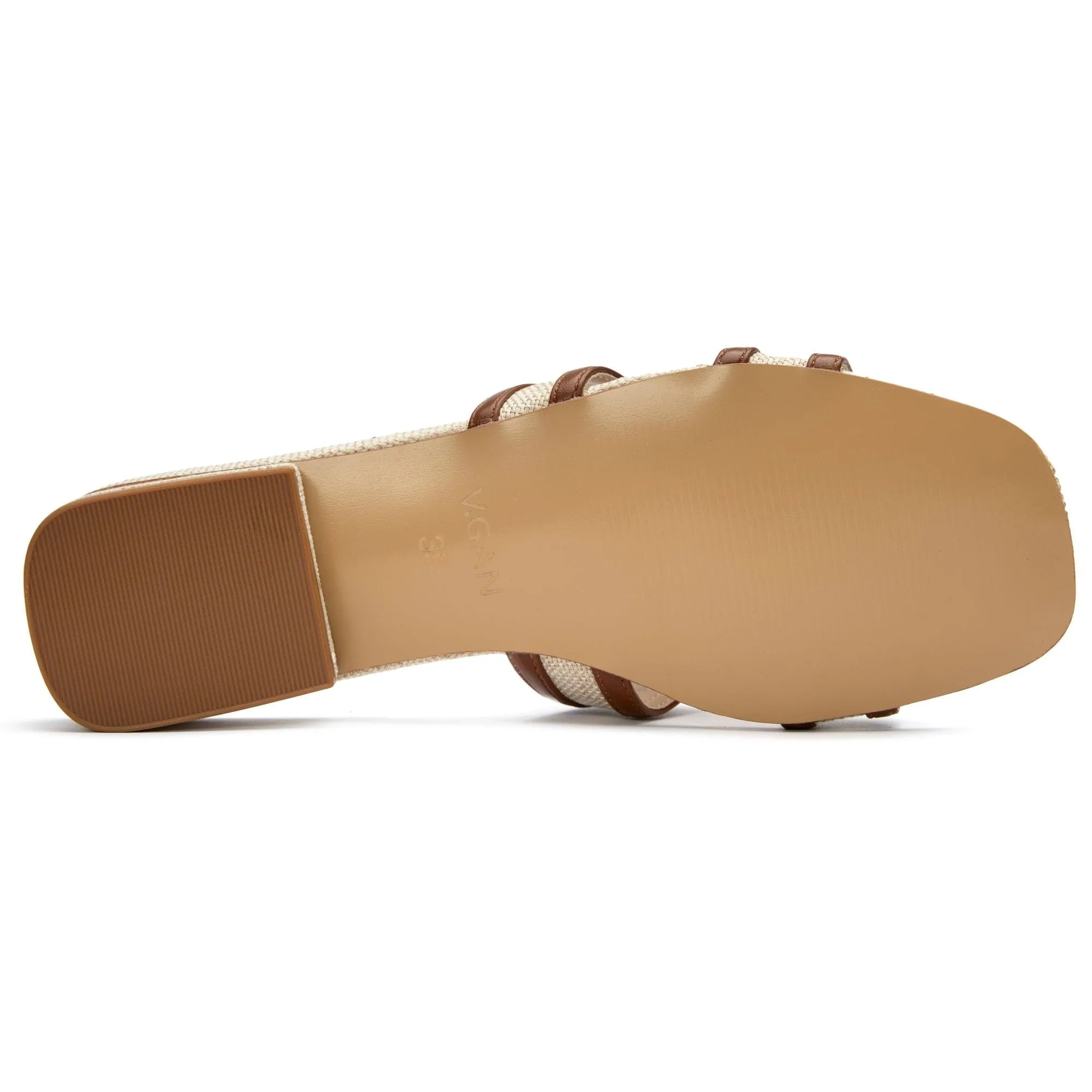 Bok Damen Vegan Leder Slider Sandalen | Natur & Hellbraun