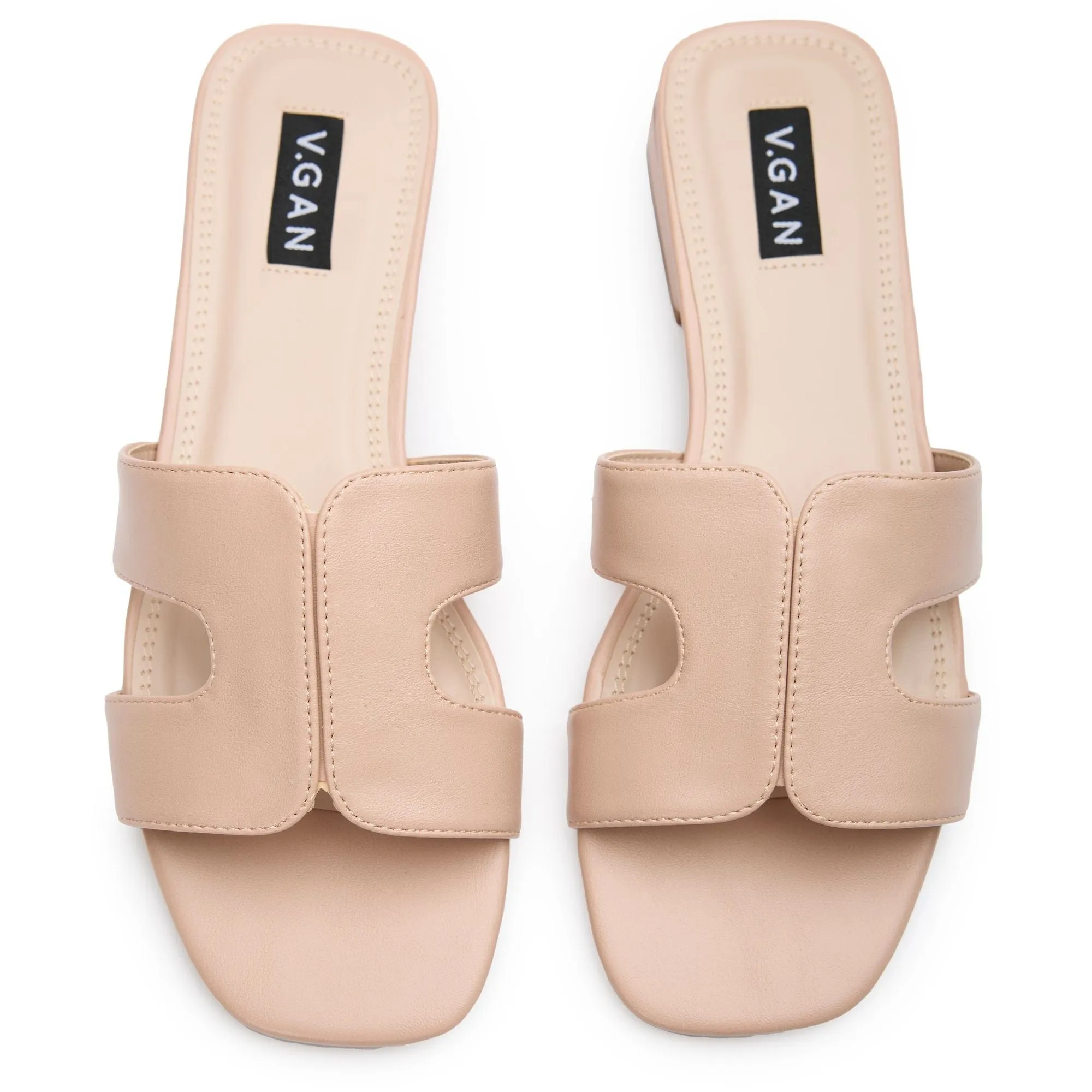 Bok Damen Vegan-Leder Slider Sandalen | Natur