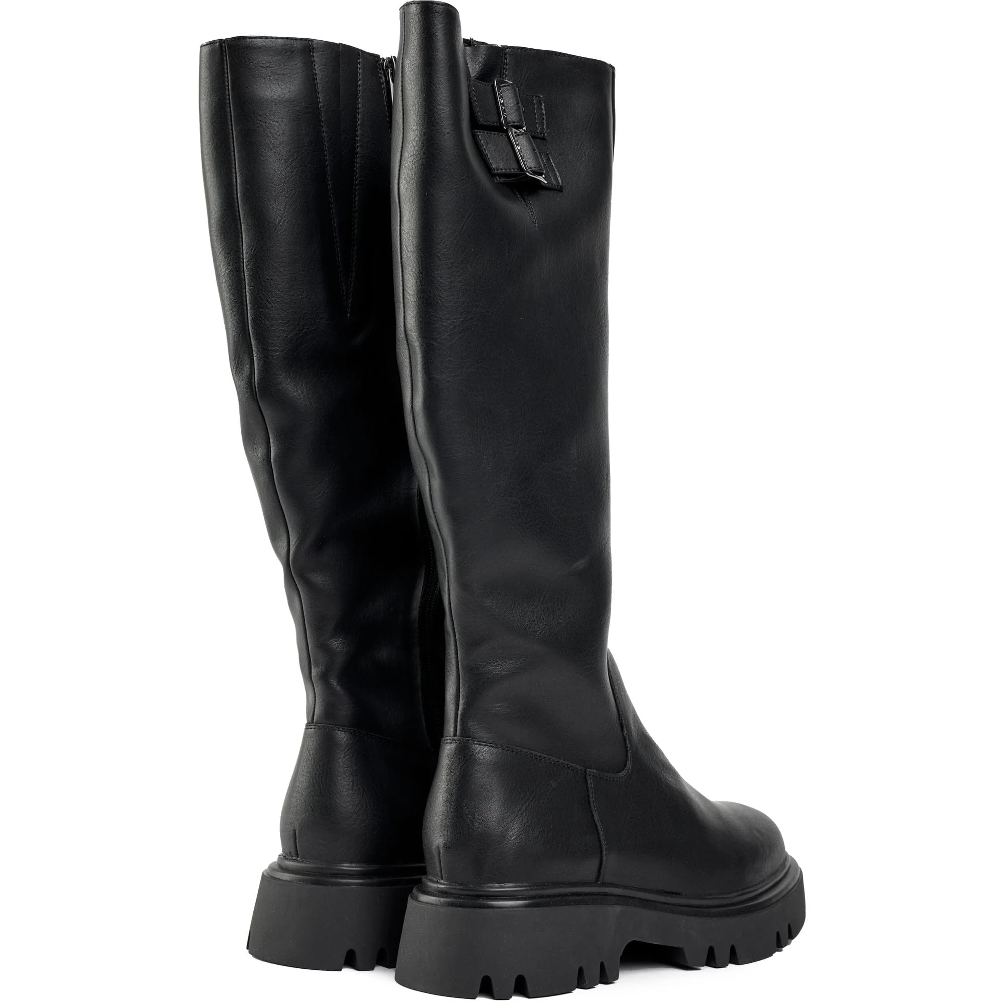 Bram Damen Vegane Leder Stiefel Kniehoch | Schwarz