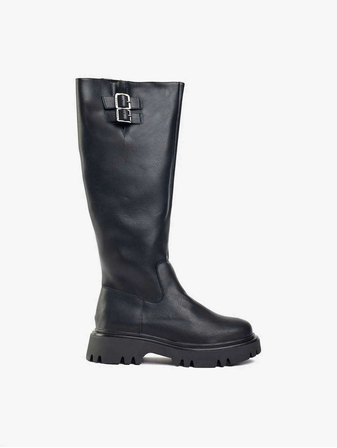 Bram Damen Vegane Leder Stiefel Kniehoch | Schwarz
