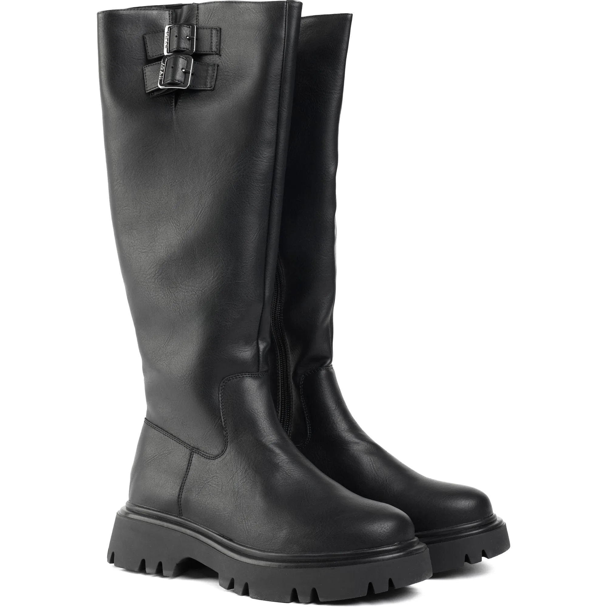 Bram Damen Vegane Leder Stiefel Kniehoch | Schwarz