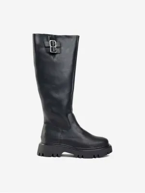 Bram Damen Vegane Leder Stiefel Kniehoch | Schwarz