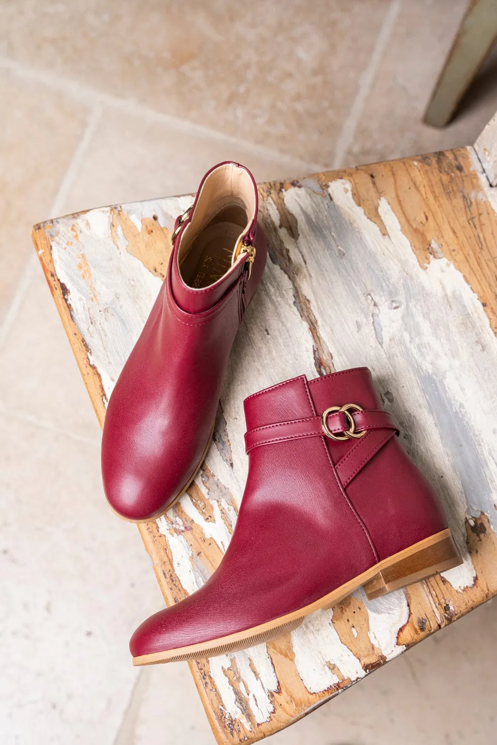 Ceres Veganer Stiefel aus recyceltem Getreideleder | Rot