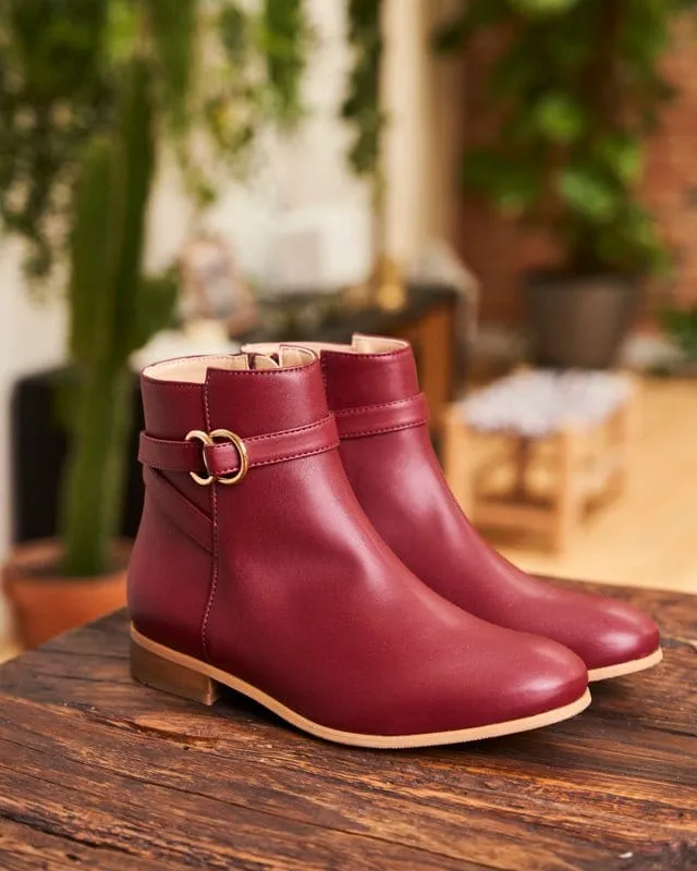 Ceres Veganer Stiefel aus recyceltem Getreideleder | Rot