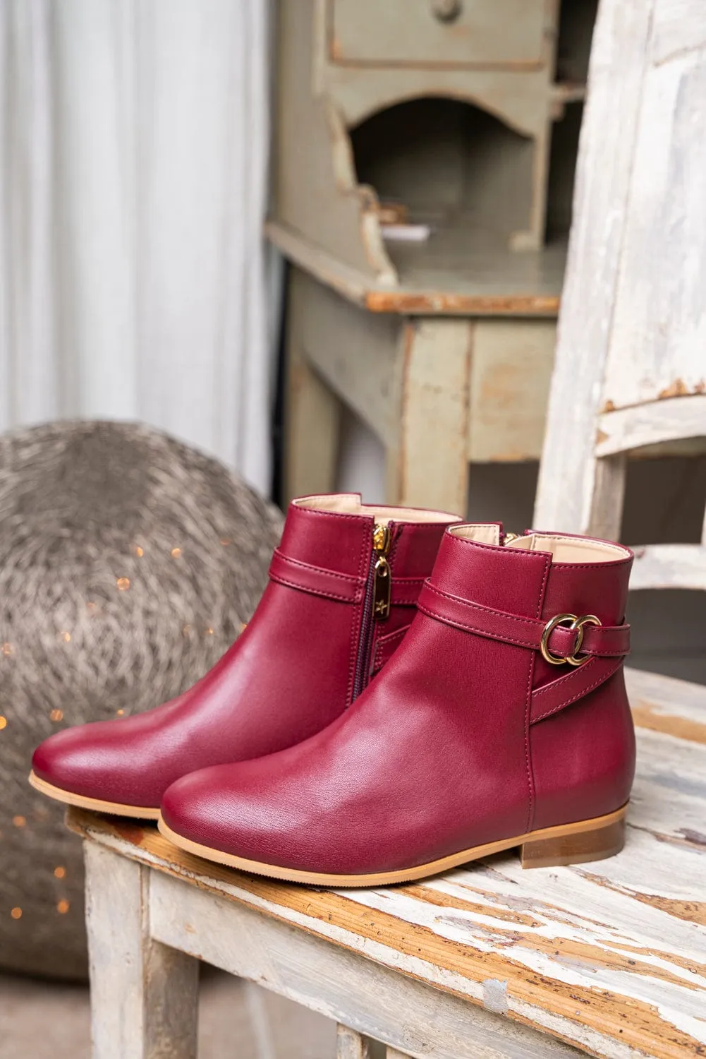 Ceres Veganer Stiefel aus recyceltem Getreideleder | Rot