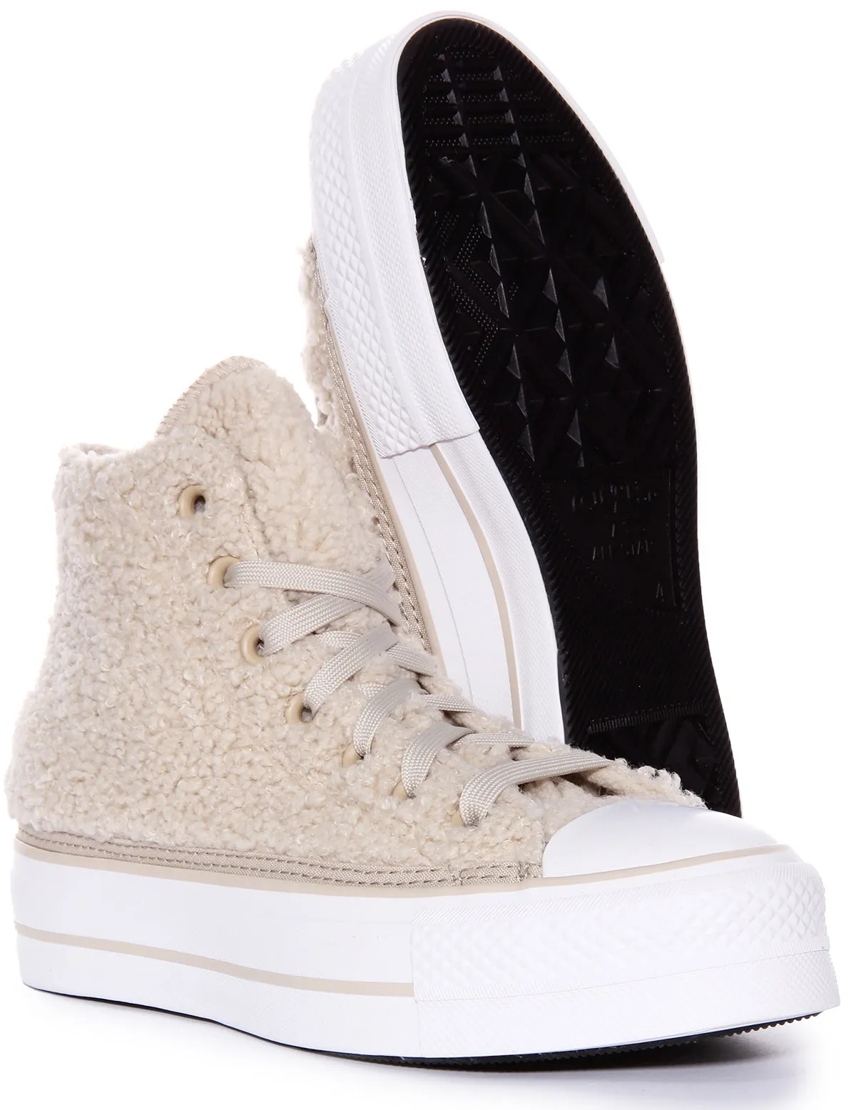 Converse A05509C Chuck Taylor Platform Sherpa In Beige Damenschuhe Converse