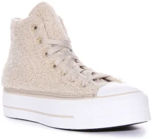 Converse A05509C Chuck Taylor Platform Sherpa In Beige Damenschuhe Converse