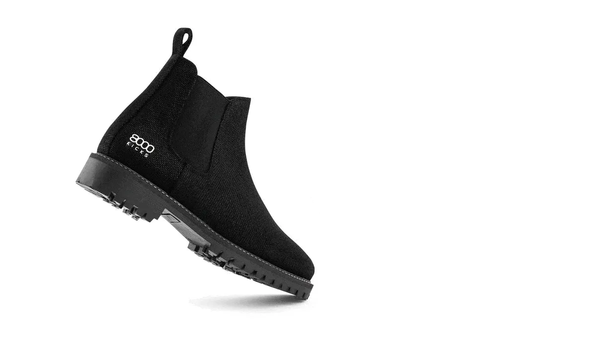Crossover Herren-Vegan-Hanf-Chelsea-Stiefel | Schwarz