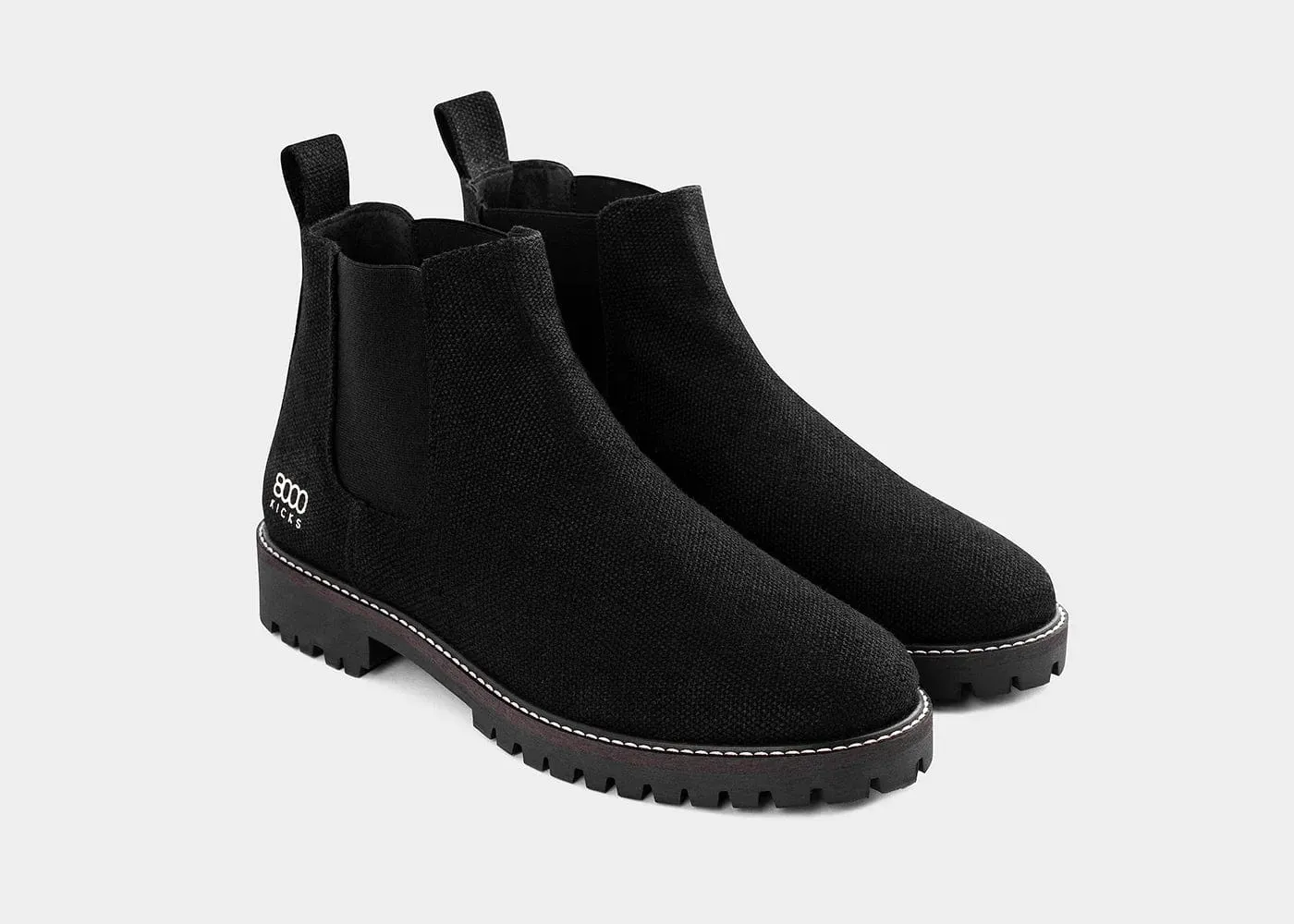 Crossover Herren-Vegan-Hanf-Chelsea-Stiefel | Schwarz