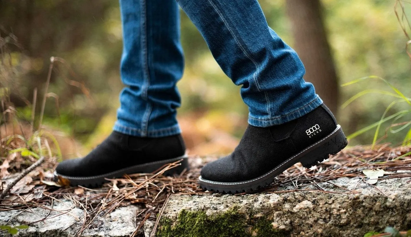 Crossover Herren-Vegan-Hanf-Chelsea-Stiefel | Schwarz