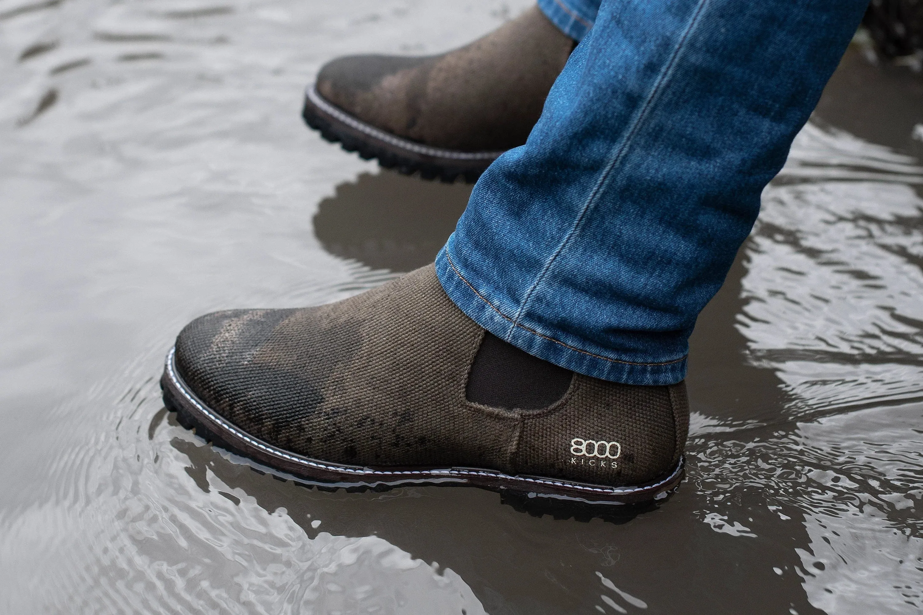 Crossover Herren Vegane Hanf Chelsea Stiefel | Dunkelbraun