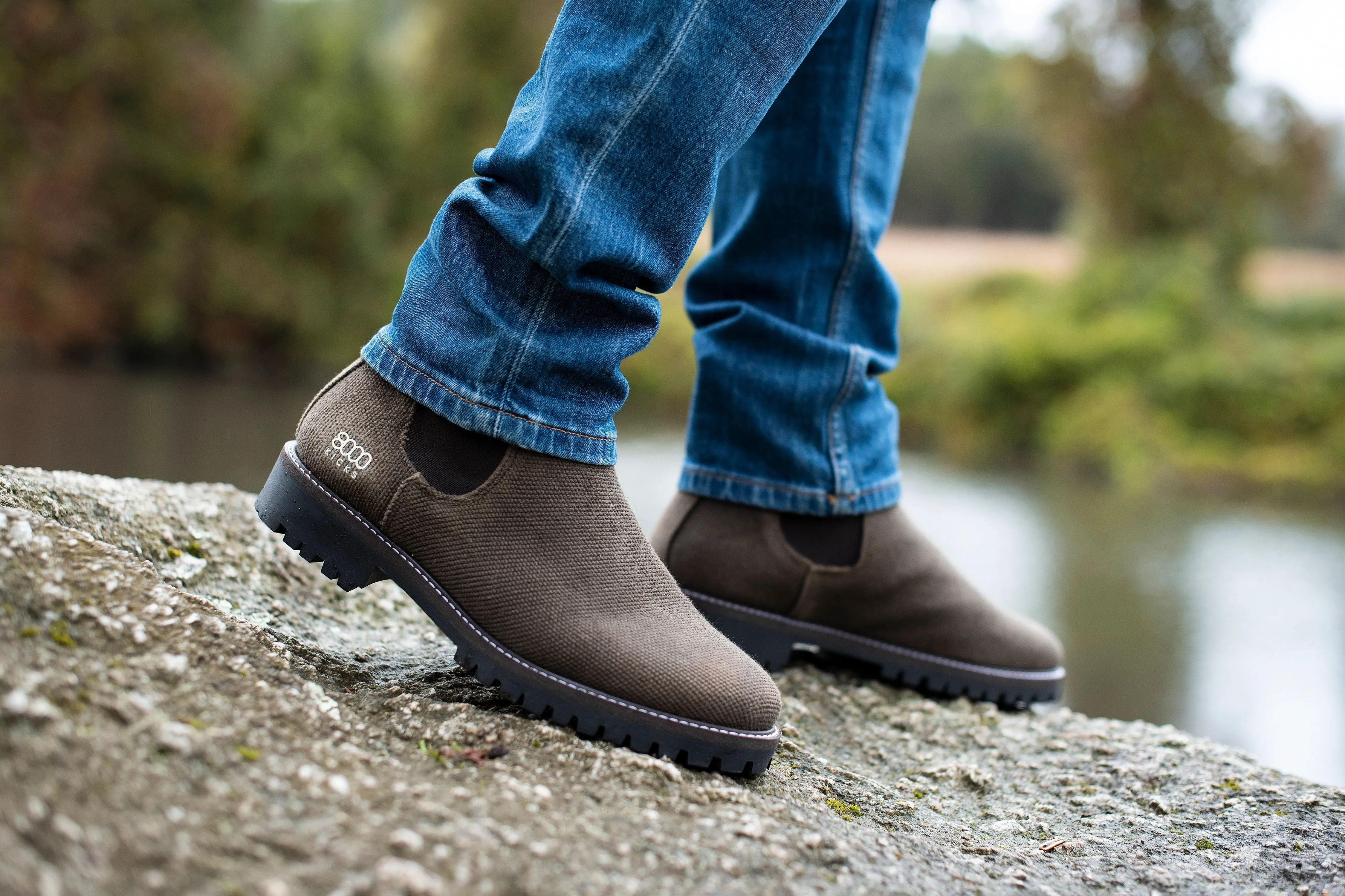 Crossover Herren Vegane Hanf Chelsea Stiefel | Dunkelbraun