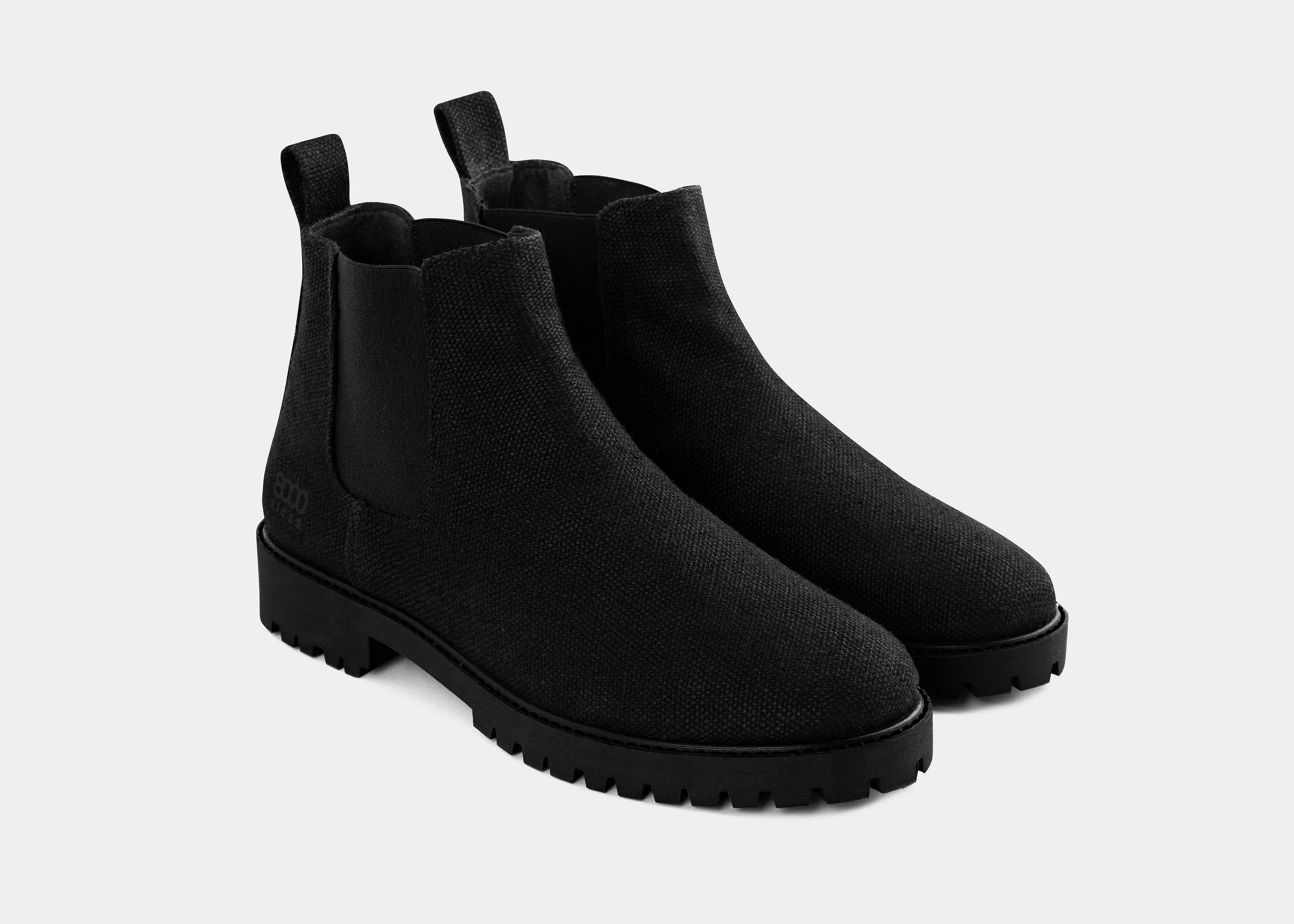 Crossover Herren-Vegan-Hanf-Chelsea-Stiefel | Vollständig in Schwarz