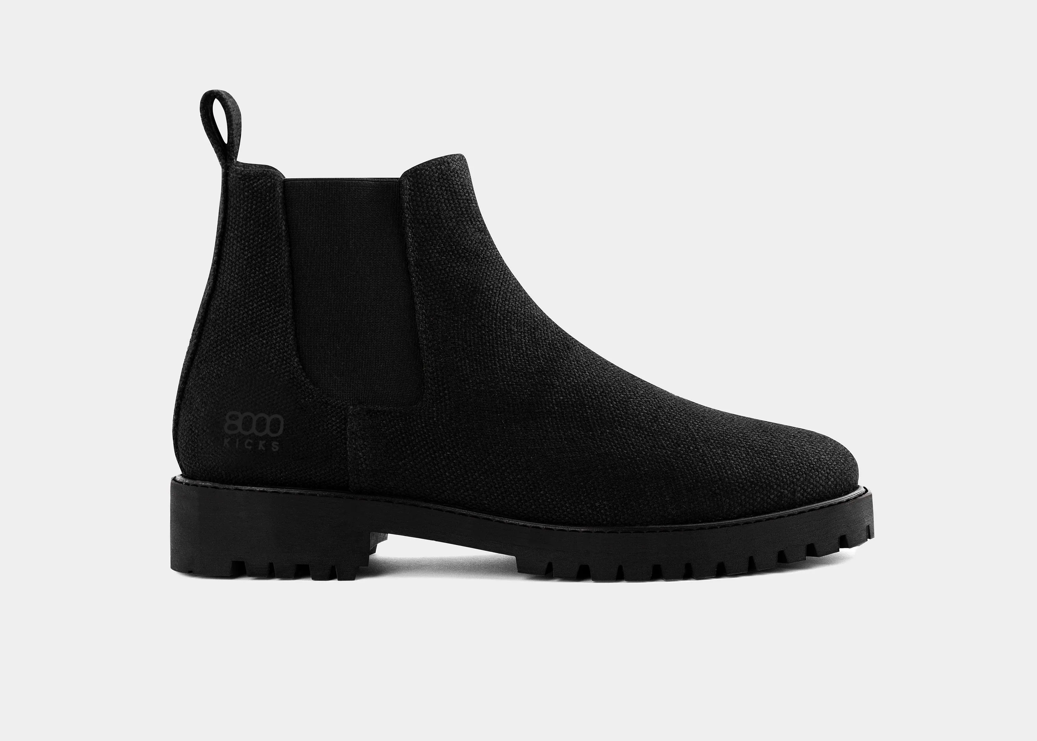 Crossover Herren-Vegan-Hanf-Chelsea-Stiefel | Vollständig in Schwarz
