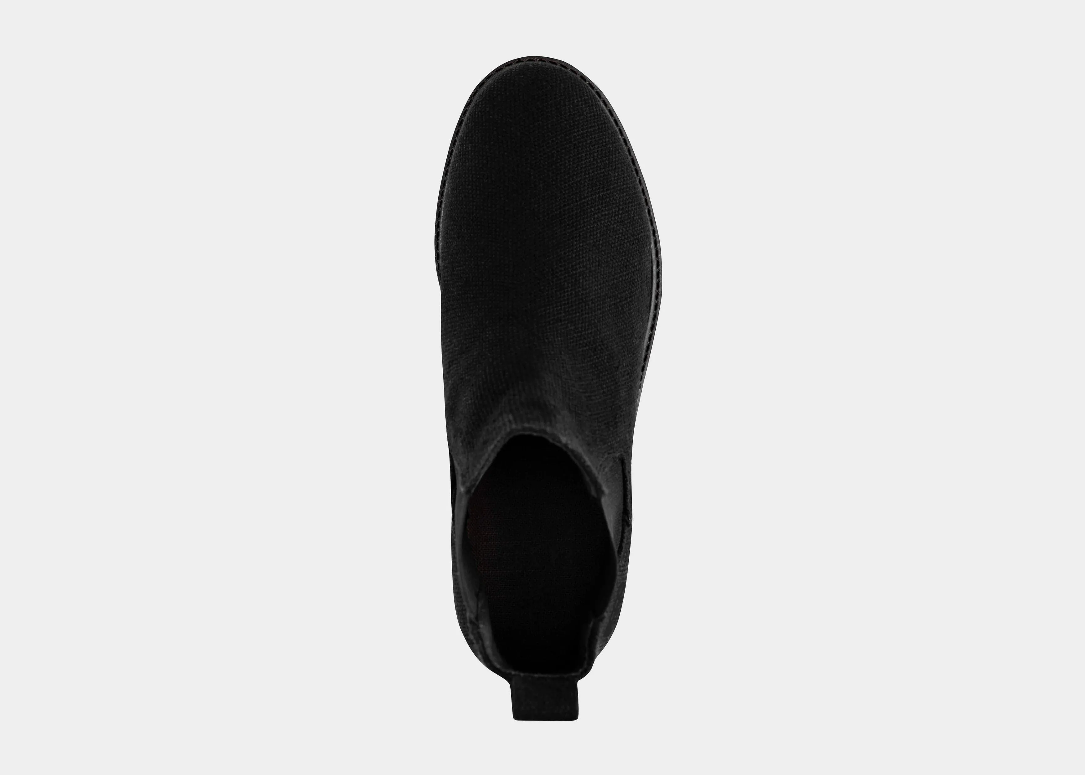 Crossover Herren-Vegan-Hanf-Chelsea-Stiefel | Vollständig in Schwarz