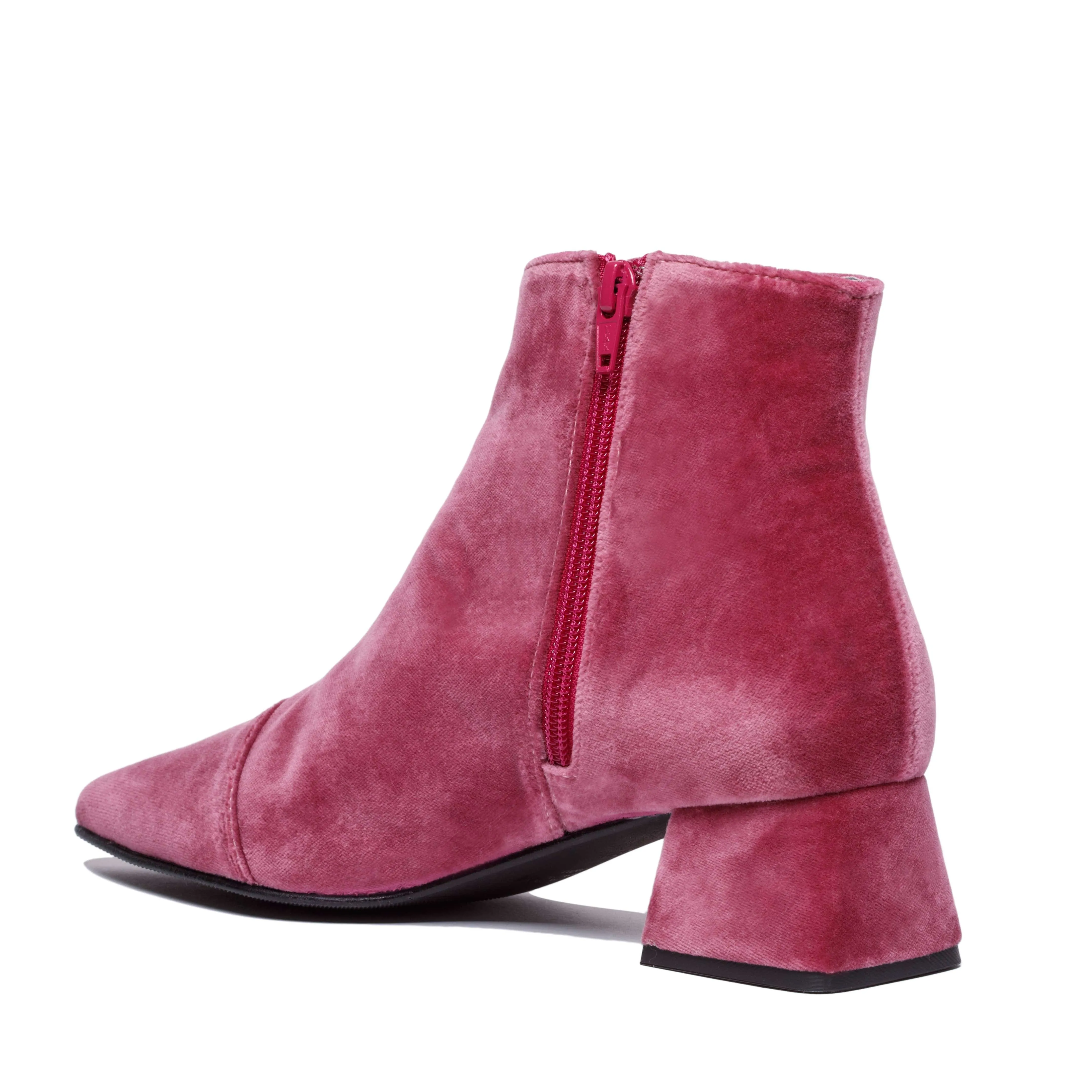 Dahlia Vegan Velvet Knöchelstiefel | Rosa