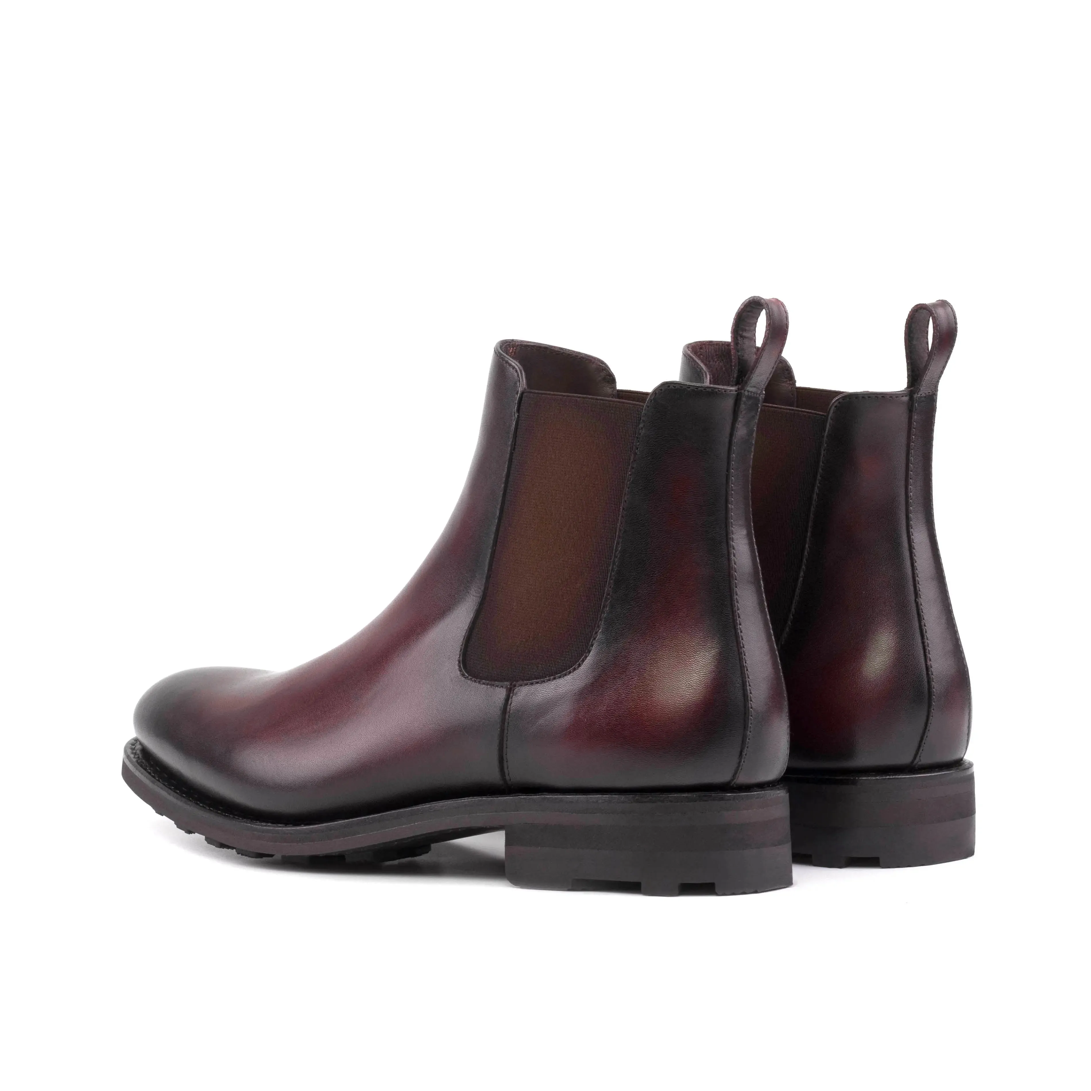 Dapperfam Schuhe DapperFam Monza in Burgunderrot Herren Italienisches Leder Chelsea Boot