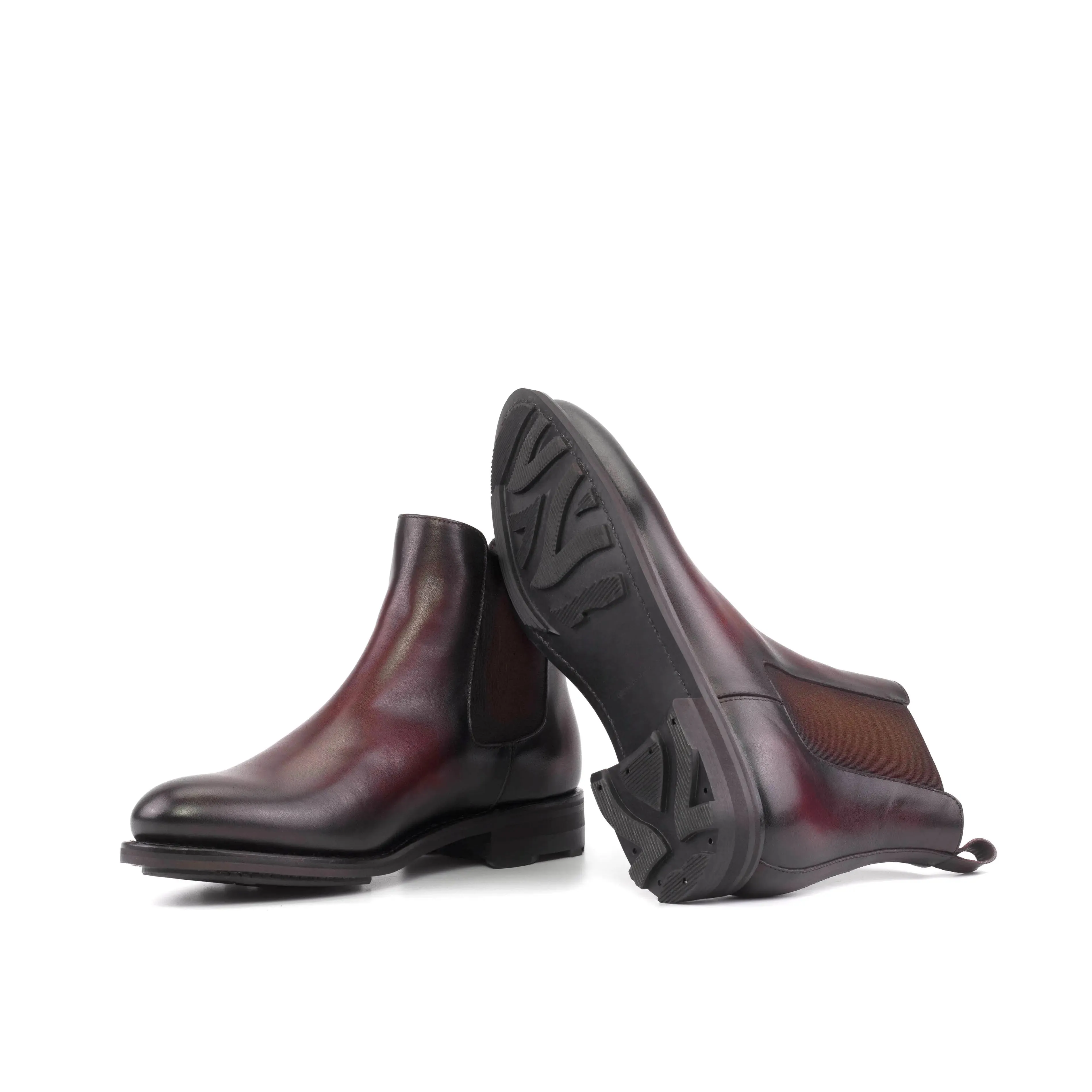 Dapperfam Schuhe DapperFam Monza in Burgunderrot Herren Italienisches Leder Chelsea Boot