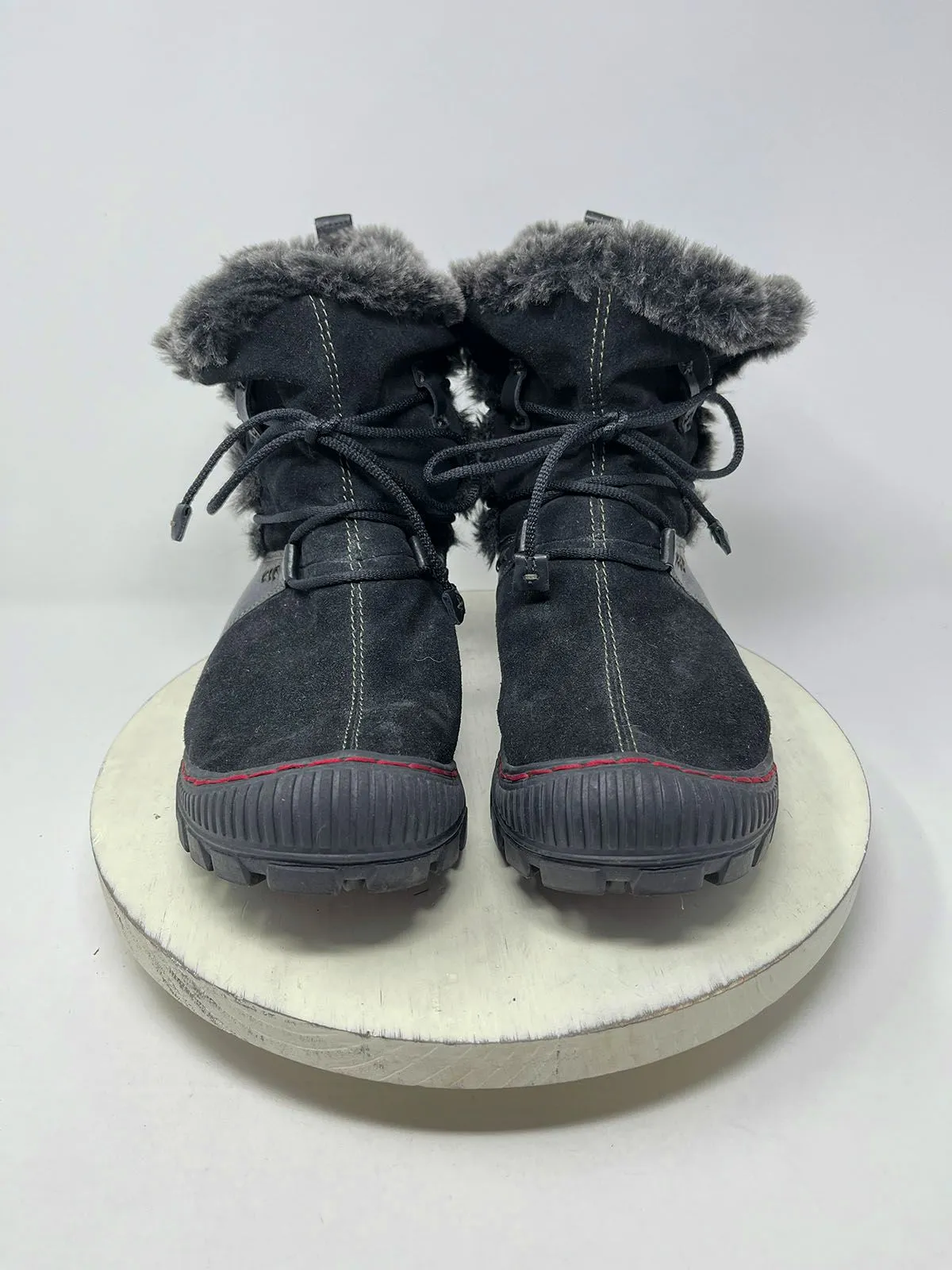 Erdgröße 10 Stiefel aus Wildleder & Kunstpelz in Schwarz & Grau
