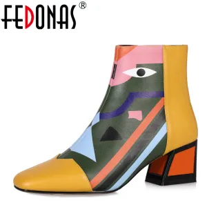 FEDONAS Mode Marke Damen Knöchel Stiefel Warme High Heels Damenschuhe Frau Party Hochzeit Pumps Basic Echtleder Stiefel Fashion Nova Schuhe