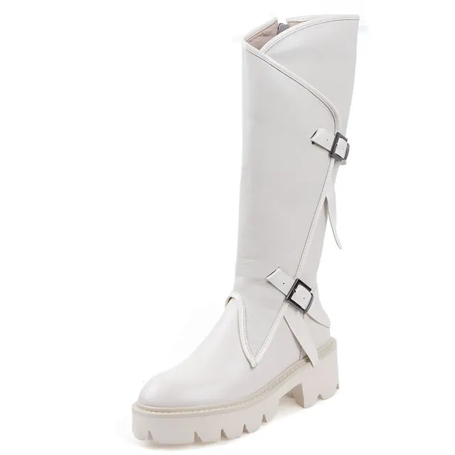 FEDONAS Hochwertige Echtleder-Knöchelstiefel für Damen Punk Flats Plateau Motorradstiefel Partyschuhe Damen Übergrößen Stiefel Fashion Nova Schuhe