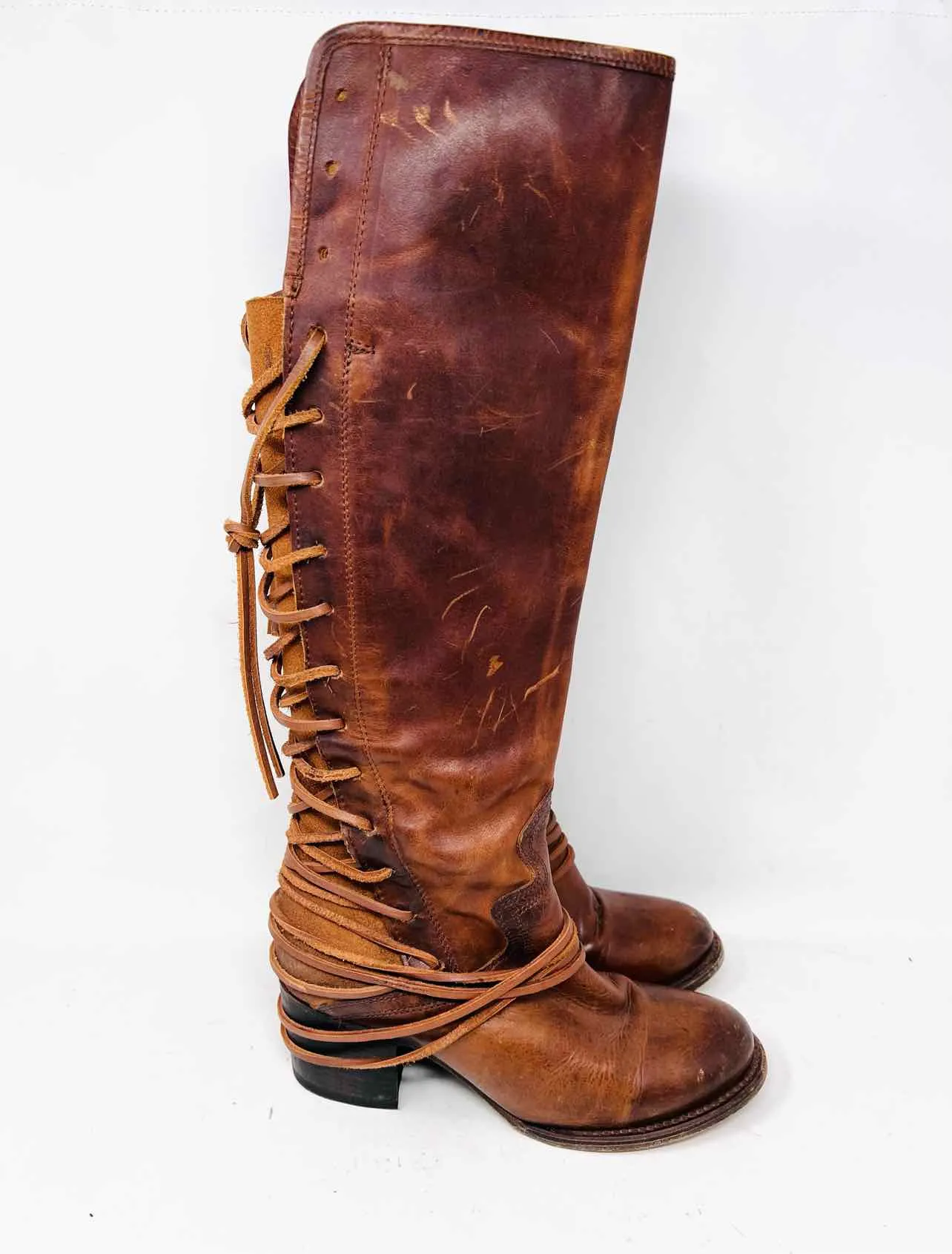 Freebird Größe 9 Braune Schnürstiefel aus Leder AS IS Schuhe Stiefel