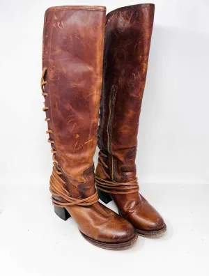 Freebird Größe 9 Braune Schnürstiefel aus Leder AS IS Schuhe Stiefel