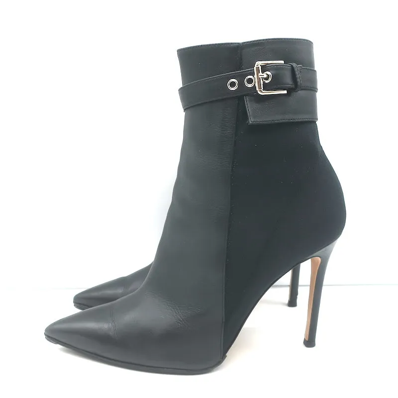 Gianvito Rossi Schnallen-Stiefeletten Schwarz Leder & Mesh Größe 38.5
