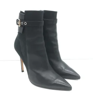 Gianvito Rossi Schnallen-Stiefeletten Schwarz Leder & Mesh Größe 38.5