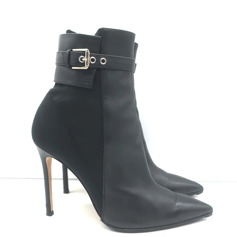 Gianvito Rossi Schnallen-Stiefeletten Schwarz Leder & Mesh Größe 38.5